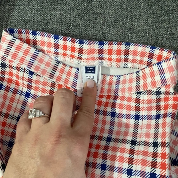 JANIE and Jack little red blue and white girl pants with 2 gold tone buttons - Picture 2 of 4
